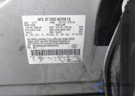 2017 Ford Edge Sel from USA, damaged, VIN 2FMPK4J90HBB69678